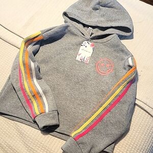 Girls Grey Crop hoodie with colorful detail
